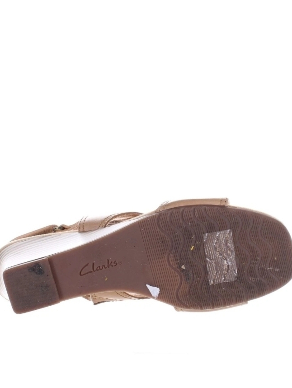 Clarks Tan Leather Slingback Wedge Sandal 7.5 New - Picture 6 of 8